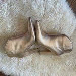 Marc Fisher Leather Miggi Pointed Toe Heeled Ankle Booties Gold Size 7 Photo 4