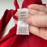 J Jill Womens Button‎ Down Embroidered Shirt in Red Sz S Flowy Oversized Holiday Photo 8