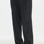 ZARA  Wool Blend Pin Striped Hi Rise Trouser Pants Pockets Buttons S Grey #3638 Photo 0