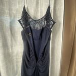 XScape  Beaded Formal Event Dress 12 Evening Gown Elegant Sequin Ruched Sexy Blue Photo 6