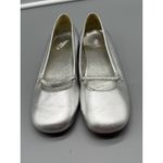 Nine West  Metallic Silver Ballet Flats Women Size 6M Slip On Shoes Leather Photo 1