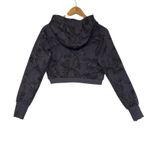 Buff Bunny Collection Cropped Zip Up Hoodie Charcoal Leaf Print Athleisure M Gray Size M Photo 9