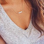 Boho Dainty Marble Necklace Gold Photo 0