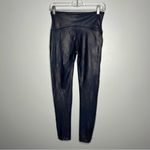 Spanx Blue Faux Leather Leggings Shiny Finish Sculpting High Rise Edgy Pants L Photo 5
