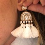 White Tassel Beaded Earrings Photo 0