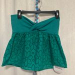 SheIn Green Strapless Eyelet Top Photo 0
