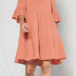 Outerknown Orange Clay Gauze Tiered Dress 3/4 Sleeves Womens Size S Photo 0