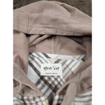 NEW IN Women's Ivory Brown Gold Plaid Shacket Hooded Hoodie Shirt Medium Photo 2