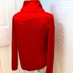 Neiman Marcus red ribbed cotton/cashmere blend tunic sweater. V neckline. Size S Photo 2