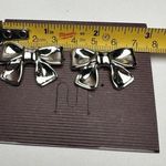 Premier Designs  Bow Ribbon Silver Tone Large Stud Pierced Earrings NWT Photo 2