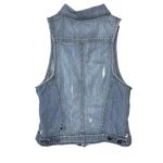 Free People Women’s Distressed Paint Splattered Button up Denim Vest Photo 5
