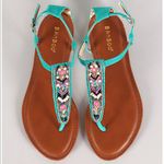 Bamboo  Mason Turquoise Blue Beaded Sandal 8.5 Photo 1