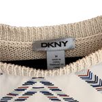 DKNY Women’s Mixed Media Top - Size Medium - Beige with Chevron Design Photo 5