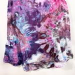 Handmade Linen Tie Dye Tank Top Sleeveless Ruffle Hem Made in Italy‎ Geode 1110 Purple Photo 4