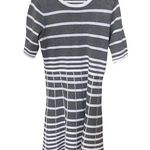 Danny & Nicole  Gray Ivory Cream Sweater Dress Fit Flare Women Size Large Photo 0