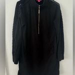 Lilly Pulitzer Skipper Popover Dress Lace Long Sleeves Onyx Size Medium Half Zip Photo 0