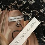 Dress the Population  Black Nude Lace Plunging V-neck Dress NWT SMALL Photo 9