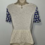 Anthropologie Deletta Beaded Lace Peplum Top Short Sleeve Shirt Blouse Women’s S Photo 1
