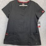 Dickies  Women's Scrub Top Shirt Short Sleeve V Neck Size Large Solid Black Photo 0
