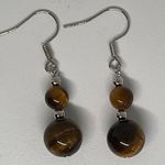 Genuine Chakra Stone Tigers Eye Earrings Brown Photo 0