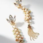 Anthropologie Anton Heunis Long Ladder Statement Earrings Gold  Pearl Swarovski Photo 6