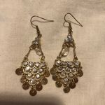 Gold Chandelier Earrings Diamante Rhinestone Glamorous Evening Dangly Costume Photo 0