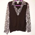 Max Studio Vest & Blouse One Piece Brown Vest w/ Floral Chiffon Blouse Sz L EUC Photo 0