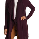 H by Bordeaux  Mix‎ Rib Cozy Waterfall Cardigan Small Rosewood Maroon NEW Photo 0