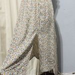 AUW  L Green Floral Smocked Tie-Front Ruffle Strap Slit Midi Dress Padded Bra Photo 4