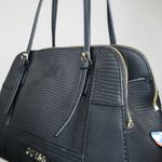 Guess Huntley Medium Cali Satchel In Black Faux Leather Alligator Photo 6