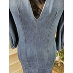 ZARA Women's Blue Denim Cotton V-Neck Balloon Sleeve Knee Length Dress Size XS Photo 2