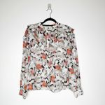 IRO  Carus Silk Blend Absract Long Sleeve Ruffle Blouse Womens Multicolor Size 40 Photo 1