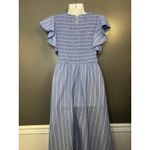 Cupshe  Dress Womens Small Blue Striped Flutter Sleeve Smocked Maxi Sundress Photo 5