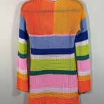 Women's Multicolor Crochet Long Sleeve Square Neck Beach Dress Size L Size L Photo 7