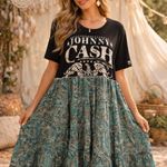 Reworked Johnnie Cash Celestial Tiered Maxi Dress 3X & Under Green Photo 0