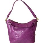 Brahmin Purple Ostrich Embossed Leather Top Handle Carry On Shoulder Bag Photo 1