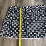 PacSun  Black White Check Flowers Mini Denim‎ Skirt Raw Hem Pockets Skater Sz 25 Photo 2