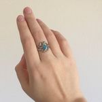 Vintage Blue Green Turquoise Stone Diamond Design Swirl Statement Ring Photo 1