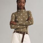 Pilcro  Olive green paisley long sleeve turtleneck top Photo 4