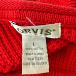 Orvis  Red Cotton Knit Roll Neck Pullover Sweater‎ Womens Size L Photo 9