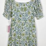 Avec Les Filles Floral Eyelet Puff Sleeve Mini Dress Size Medium Blue Green Photo 1