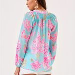 Lilly Pulitzer New  Elsa Top Long Sleeve Blouse Royal Coral Women’s Medium Photo 2