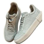 Stuart Weitzman Ryan Croc-Embossed Leather Low - Top Sneaker Light Blue 6 Photo 1