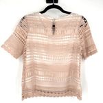 NWT Adiva Beige Crochet Lace Overlay Short Sleeve‎ Top Medium Boho Bohemian Tan Photo 1