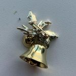 Vintage Rare bundle of Three holiday pins with bells, costume, Christmas, festiv Gold Photo 6