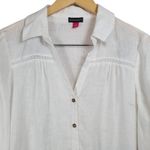 Vince Camuto ‎ White Linen Blend 3/4 Sleeve Button Down Top Womens Size S Photo 4