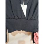 Wilfred Wistful Blouse Smocked V-neck blouse Sz XS NWT Black Cropped Photo 3