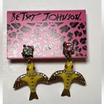 Betsey Johnson Betsy Johnson Earrings Pierced Dangle Yellow Bird AB Rhinestone Gold Tone 1.5" Photo 4