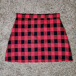 Fisoul Red & Black Plaid Lined Skirt Size Medium NWT Cute Mini High Waisted Photo 0