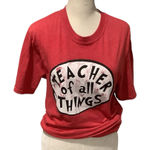 Port and Company Red 'Teacher of All Things' Short Sleeve Tee Size S Photo 0